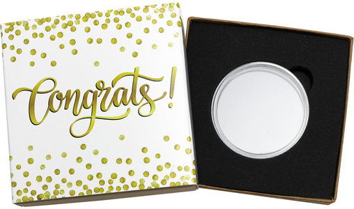 SilverTowne Natural Kraft Paper Gift Box with Congrats! Gold Confetti Box Sleeve